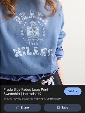 Prada Blue Crewneck Sweatshirt NWT